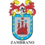 Porte-clés héraldique - ZAMBRANO - Personnalisé avec le nom, l'écusson de la famille et une brève description de l'origine généa