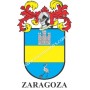 Heraldic keychain - ZARAGOZA - Personalized with surname, family crest and brief description of the genealogical origin.
