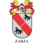 Heraldic keychain - ZARZA - Personalized with surname, family crest and brief description of the genealogical origin.