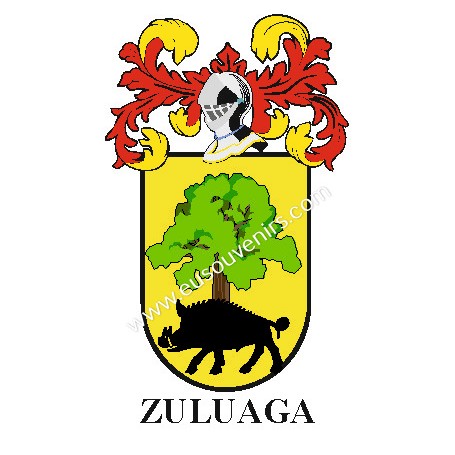 Porte-clés héraldique - ZULUAGA - Personnalisé avec le nom, l'écusson de la famille et une brève description de l'origine généal