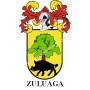 Porte-clés héraldique - ZULUAGA - Personnalisé avec le nom, l'écusson de la famille et une brève description de l'origine généal