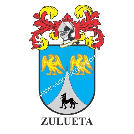 Llavero heráldico - ZULUETA - Personalizado con apellido, escudo de la familia y breve descripción del origen genealógico.