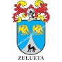 Heraldic keychain - ZULUETA - Personalized with surname, family crest and brief description of the genealogical origin.
