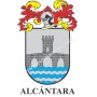 Heraldic keychain - ALCÁNTARA - Personalized with surname, family crest and brief description of the genealogical origin.